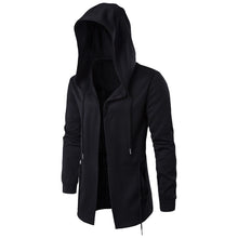 Dark Hooded Coat For Outwear