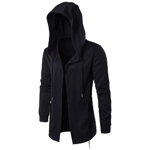 Dark Hooded Coat For Outwear