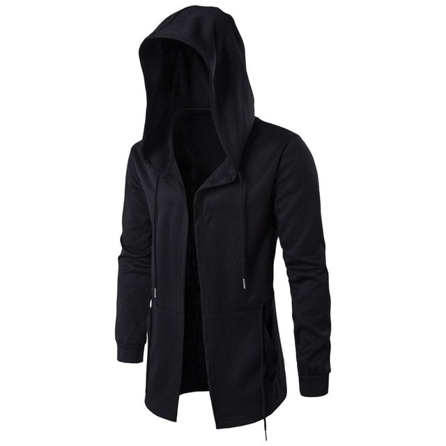 Dark Hooded Coat For Outwear