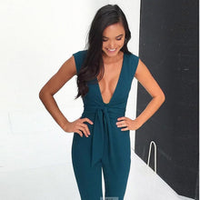 Black Deep V Fitted Sexy Bodycon Jumpsuit