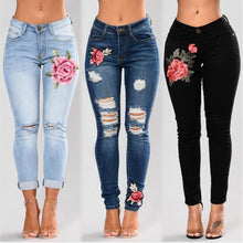 Denim High Waist Skinny Embroidery Jeans