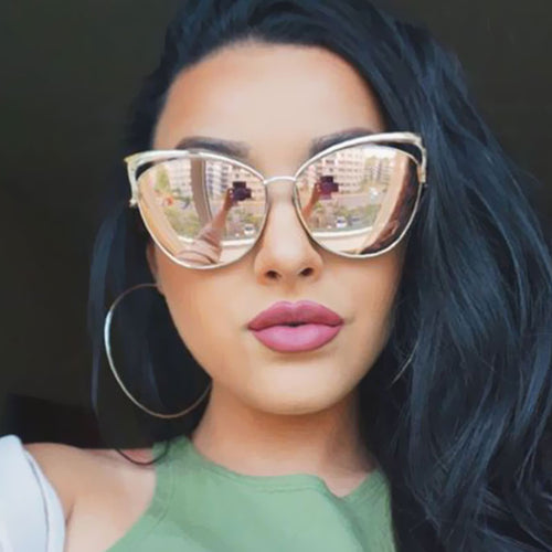Cat Eye Sunglasses Women Mirror Effect