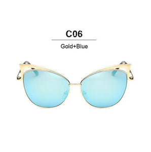 Cat Eye Sunglasses Women Mirror Effect