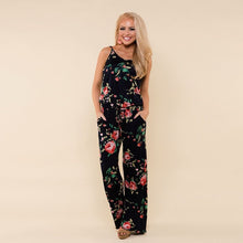 Flowery Sleeveless Sashes Jumpsuit