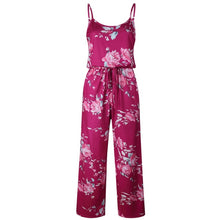 Flowery Sleeveless Sashes Jumpsuit