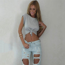 Women Knotted Tie Crop Tops