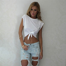 Women Knotted Tie Crop Tops