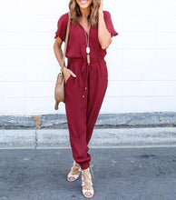Casual and Sexy V neck Cross Lacing jumpsuits