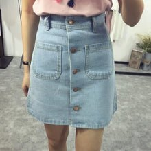 Cute Buttoned Slim Waist Denim Skirts