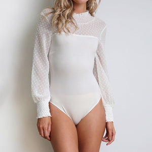 Cute Long Sleeve Lace Bodycon Playsuit