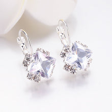 White Square Crystal Drop Earrings For Ladies