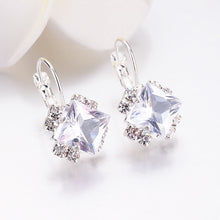White Square Crystal Drop Earrings For Ladies