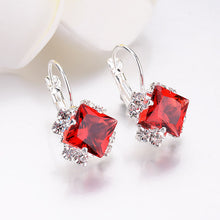 White Square Crystal Drop Earrings For Ladies