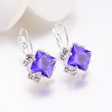 White Square Crystal Drop Earrings For Ladies