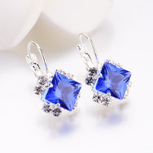 White Square Crystal Drop Earrings For Ladies