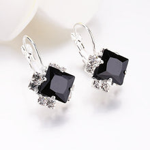 White Square Crystal Drop Earrings For Ladies