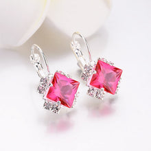 White Square Crystal Drop Earrings For Ladies