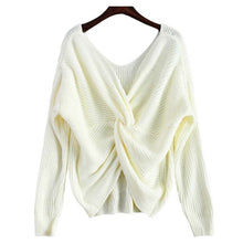 Stylish V Neck Twisted Back Sweater