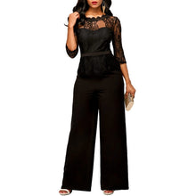 Smart Lace Jumpsuit Long Sleeves Wide Leg