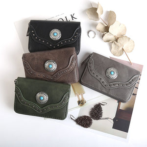 Short Rivet Leather Wallets For Woman