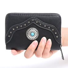 Short Rivet Leather Wallets For Woman