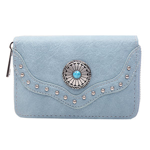 Short Rivet Leather Wallets For Woman