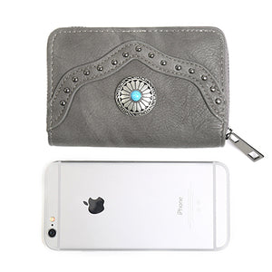 Short Rivet Leather Wallets For Woman