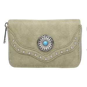 Short Rivet Leather Wallets For Woman