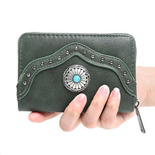 Short Rivet Leather Wallets For Woman