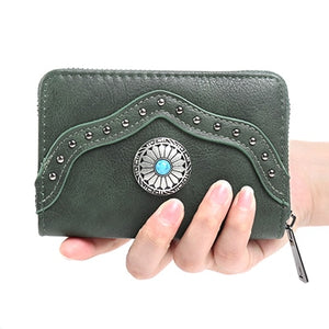 Short Rivet Leather Wallets For Woman