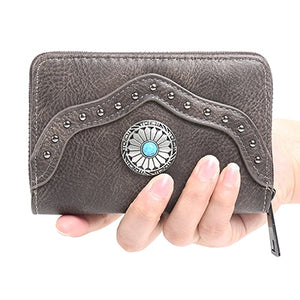 Short Rivet Leather Wallets For Woman