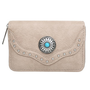 Short Rivet Leather Wallets For Woman